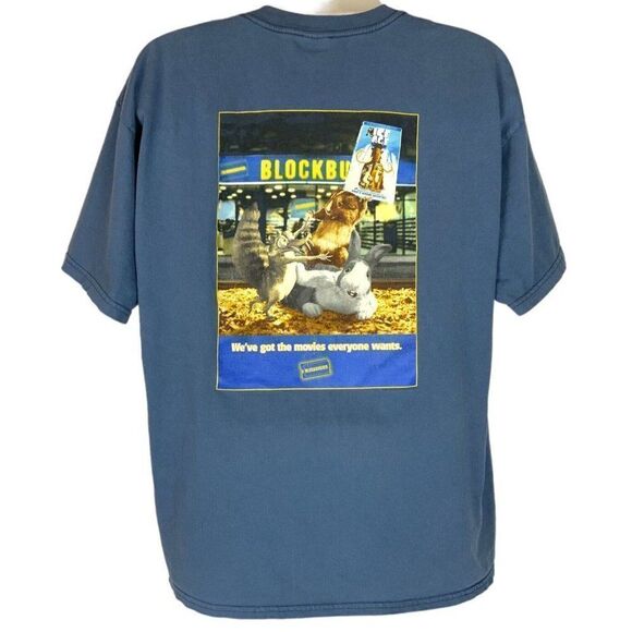 Ice Age Movie Blockbuster Video Promo T Shirt Mens Blue Cotton Gildan 2002 Y2K - Picture 3 of 9